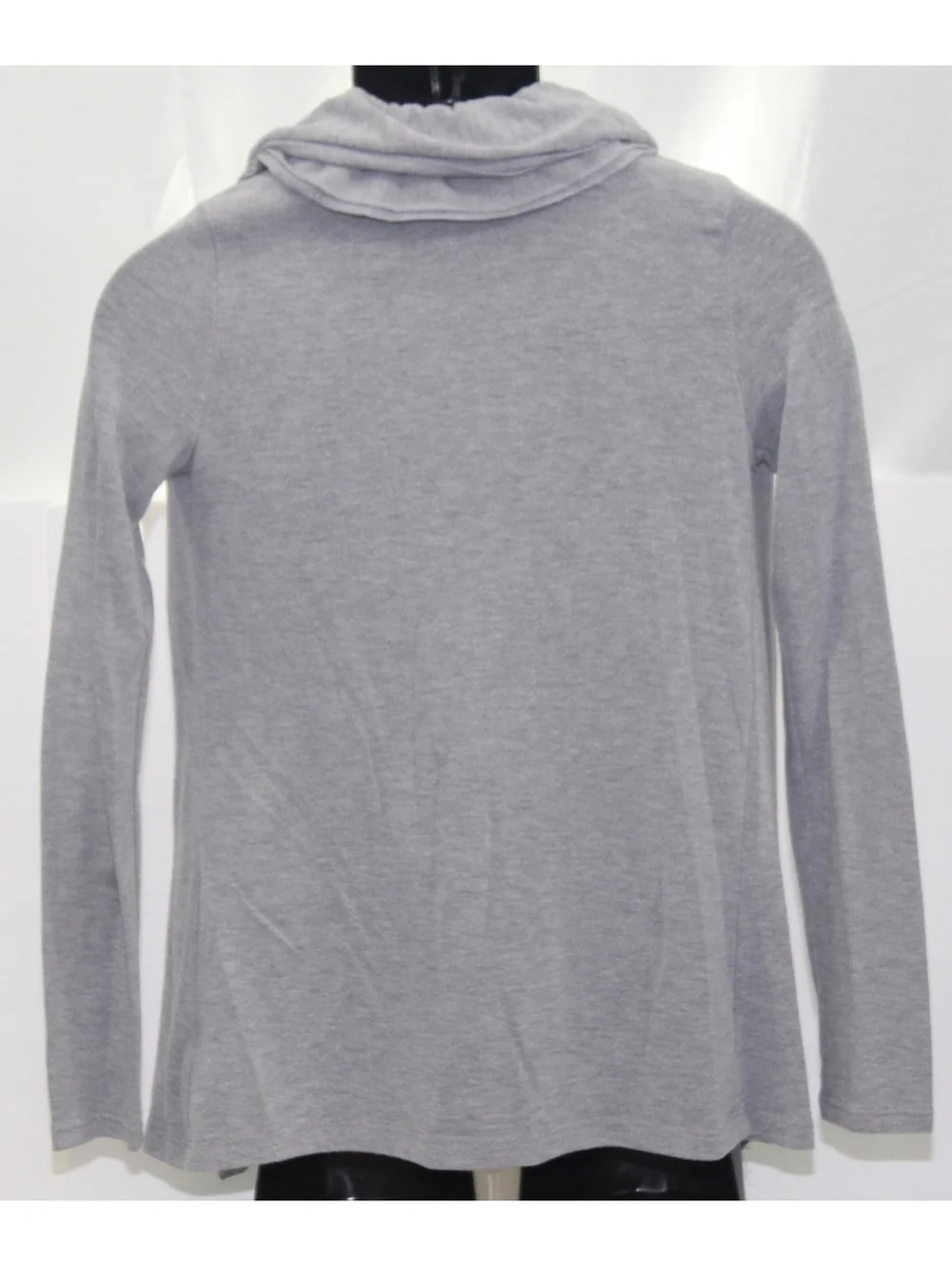 Moa Moa Girl Open Front Waterfall Sweater Shirt Cardigan Ruffles Neck Large Gray